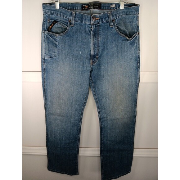 ARIAT Rebar M4 Relaxed Fit Boot Cut Denim Jeans Men 36/32 Medium Wash EUC - Picture 1 of 9